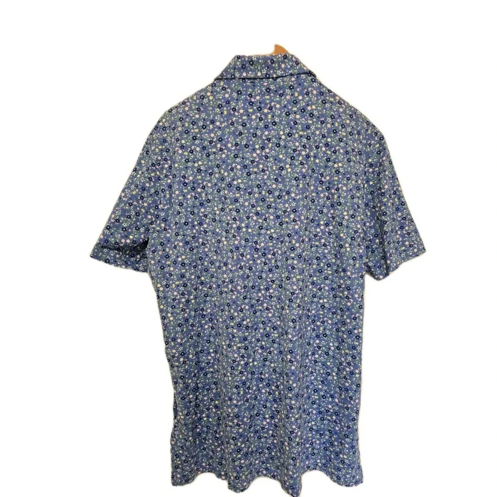 Polo Golf Ralph Lauren Blue Floral Short Sleeve Cotton Polo Mens Large PGA Champ